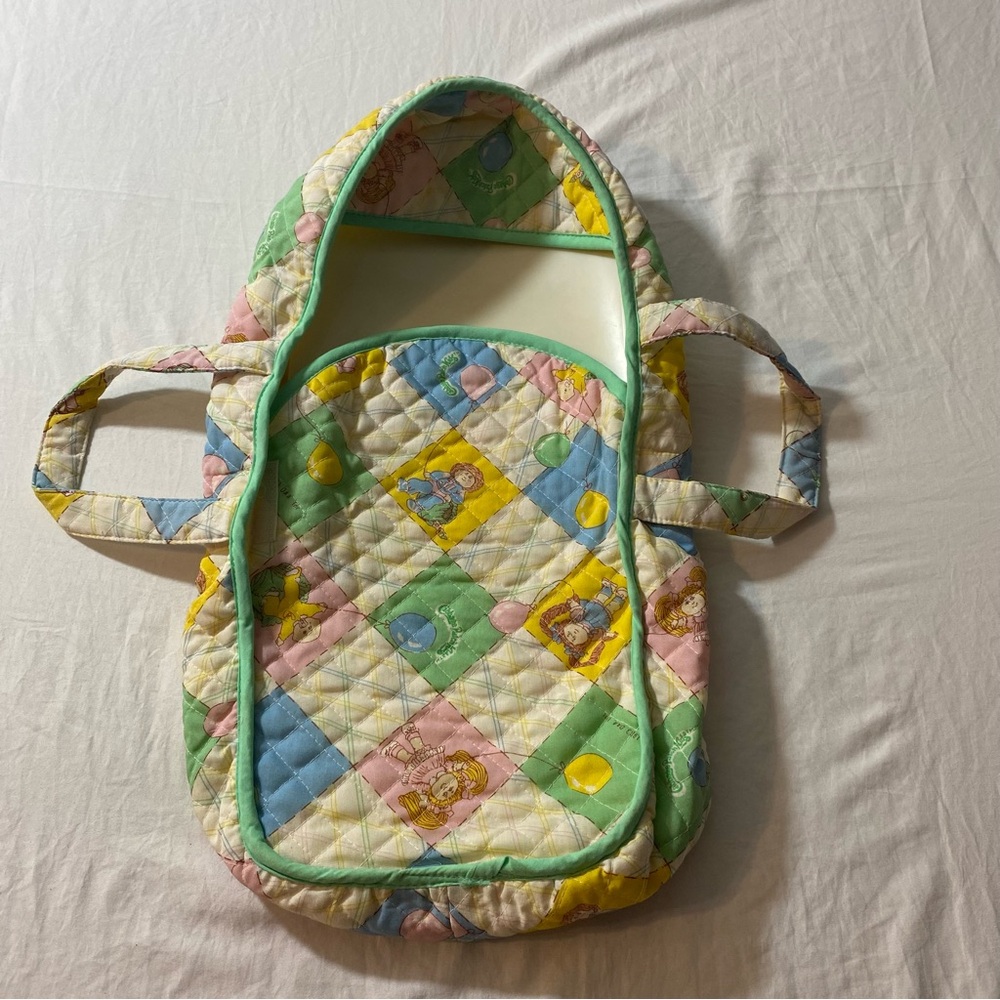 Cabbage patch carry bag pastel colors checkered fabric cloth carry - on 18”